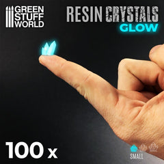 Blue Glow Resin Crystals - Small Size - Green Stuff World - 100 Crystal Bits - Gootzy Gaming