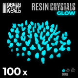 Blue Glow Resin Crystals - Small Size - Green Stuff World - 100 Crystal Bits - Gootzy Gaming