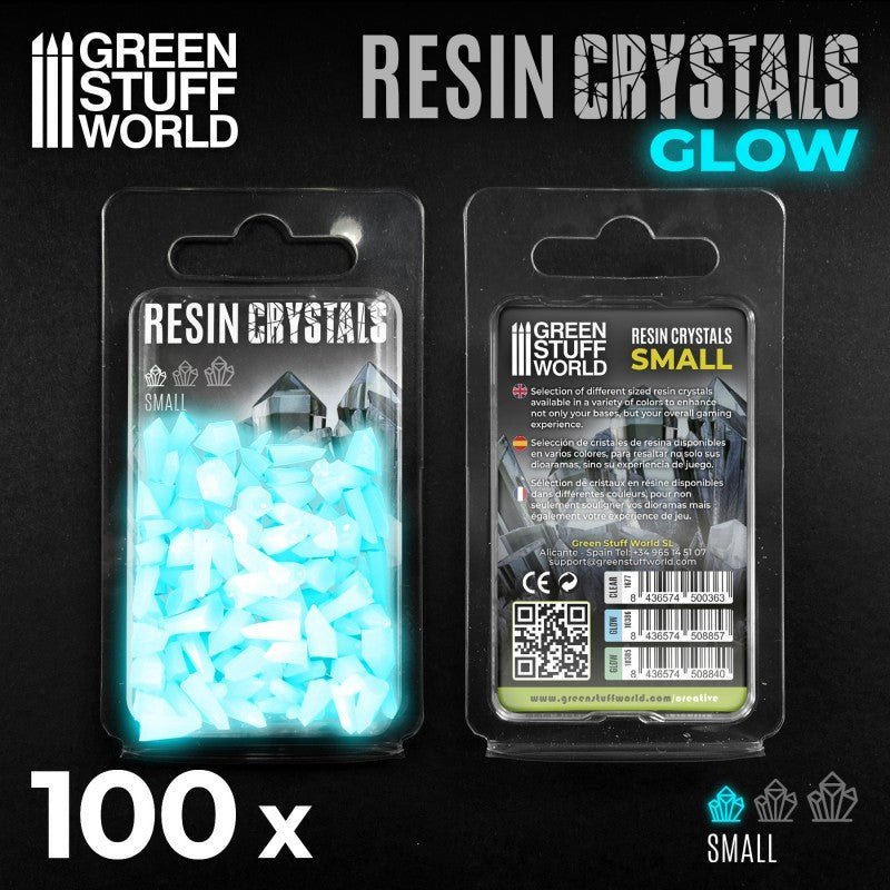 Blue Glow Resin Crystals - Small Size - Green Stuff World - 100 Crystal Bits - Gootzy Gaming