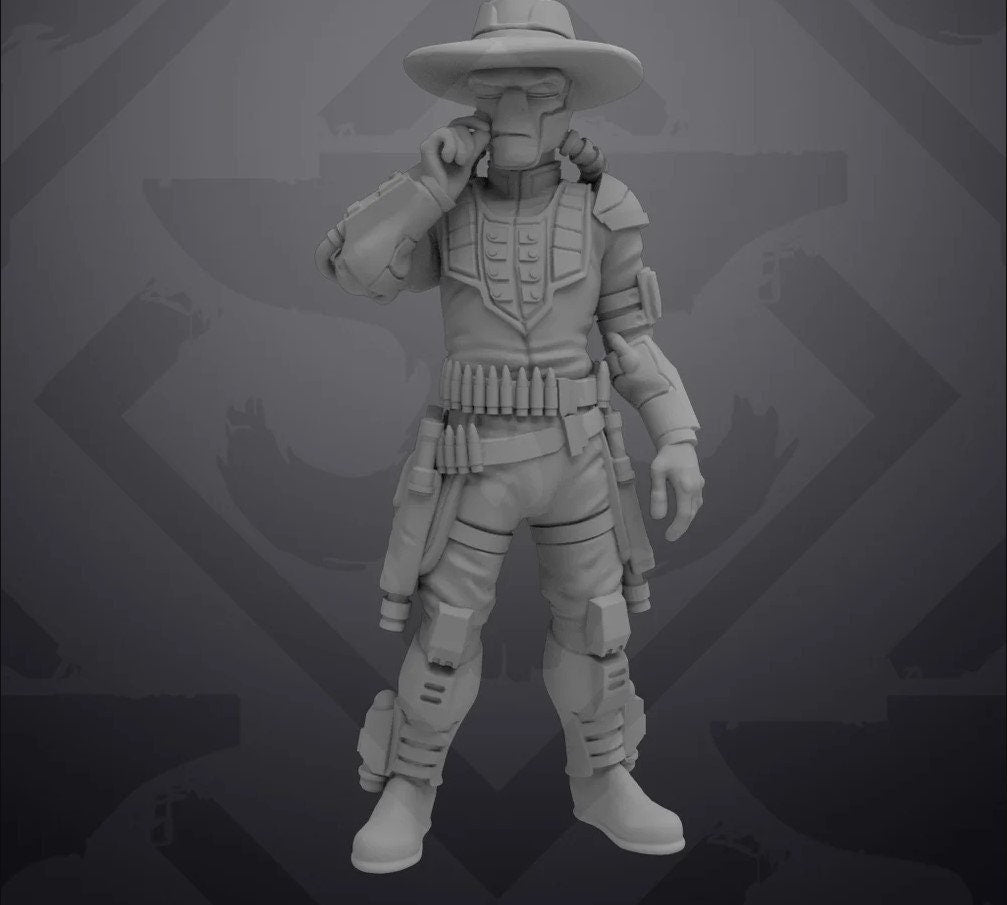 Blue Merc Gunslinger Miniature - SW Legion Compatible (38 - 40mm tall) Resin 3D Print - Skullforge Studios - Gootzy Gaming