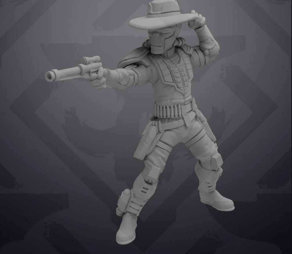 Blue Merc Gunslinger Miniature - SW Legion Compatible (38-40mm tall) Resin 3D Print - Skullforge Studios - Gootzy Gaming