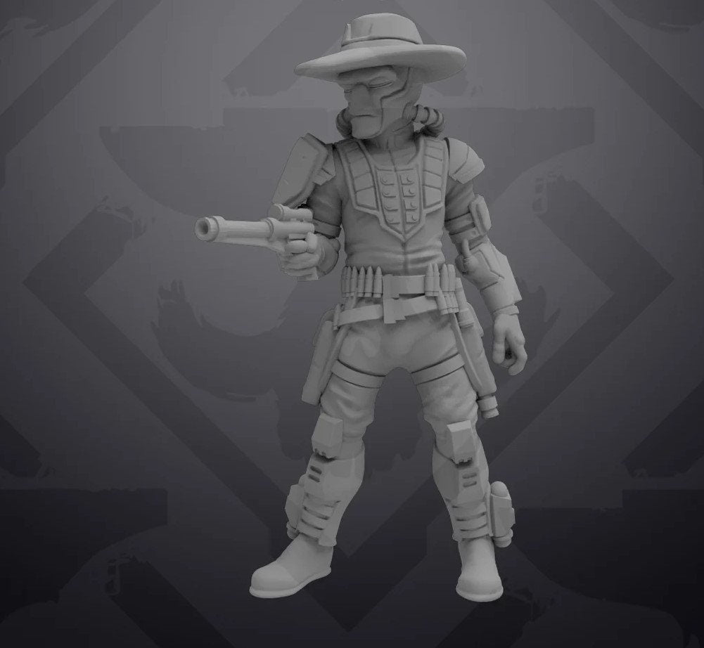 Blue Merc Gunslinger Miniature - SW Legion Compatible (38-40mm tall) Resin 3D Print - Skullforge Studios - Gootzy Gaming
