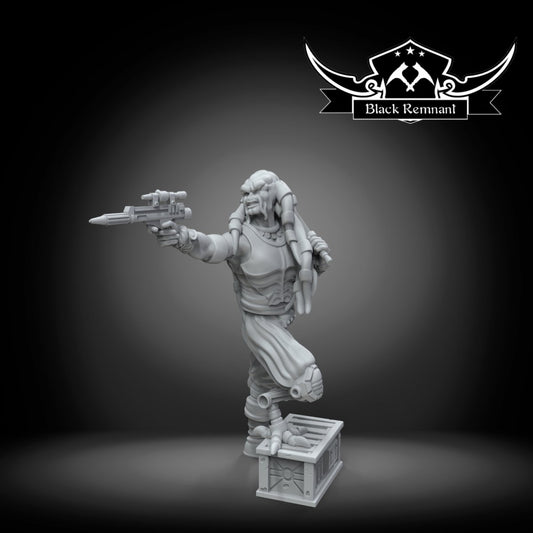Blue Pirate Leader Rav - SW Legion Compatible Miniature (38-40mm tall) High Quality 8k Resin 3D Print - Black Remnant - Gootzy Gaming