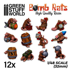 Bomb Giant Rats Collection - Unpainted Cast Resin Decoration Kit - Green Stuff World - Gootzy Gaming