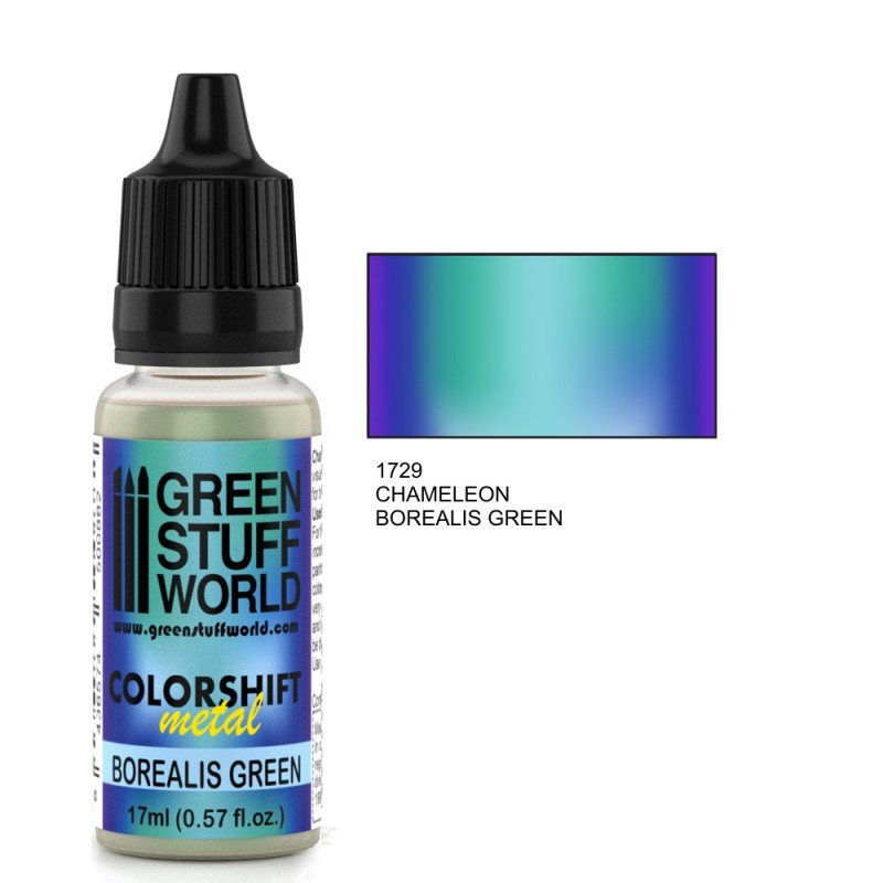 Borealis Green - Green/Blue Colorshift Metallic Paint - Green Stuff World - 17 mL Dropper Bottle - Gootzy Gaming