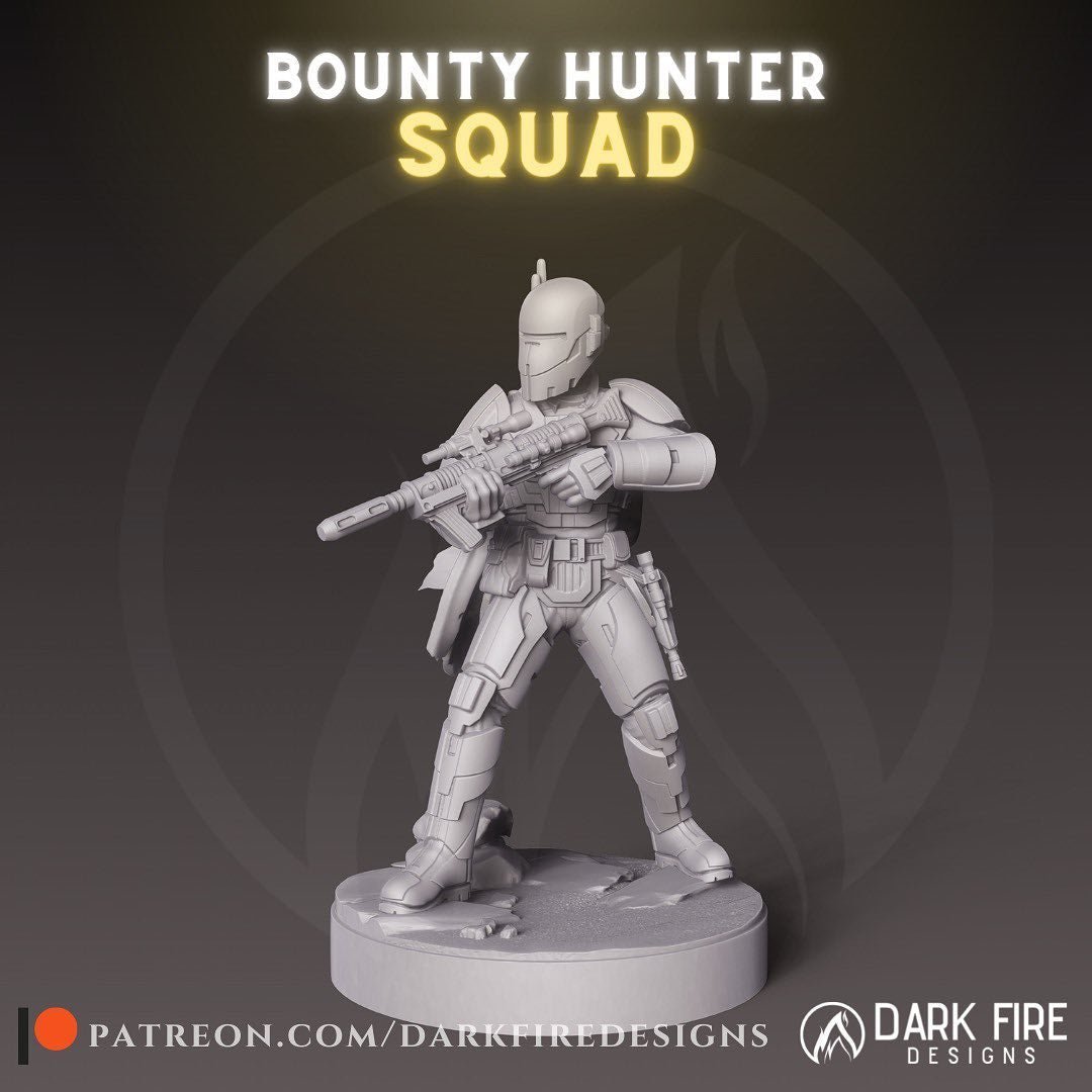 Bounty Hunter 1 with Rifle - SW Legion Compatible (38 - 40mm tall) Resin 3D Print - Dark Fire Designs - Gootzy Gaming