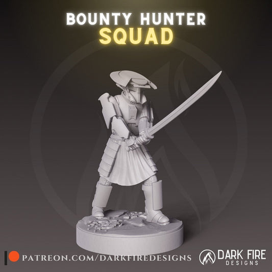 Bounty Hunter #4 with Laser Katana - SW Legion Compatible (38-40mm tall) Resin 3D Print - Dark Fire Designs - Gootzy Gaming