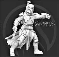 Bounty Hunting Hermit Mando Miniature - SW Legion Compatible (38 - 40mm tall) Multi - Piece Resin 3D Print - Dark Fire Designs - Gootzy Gaming