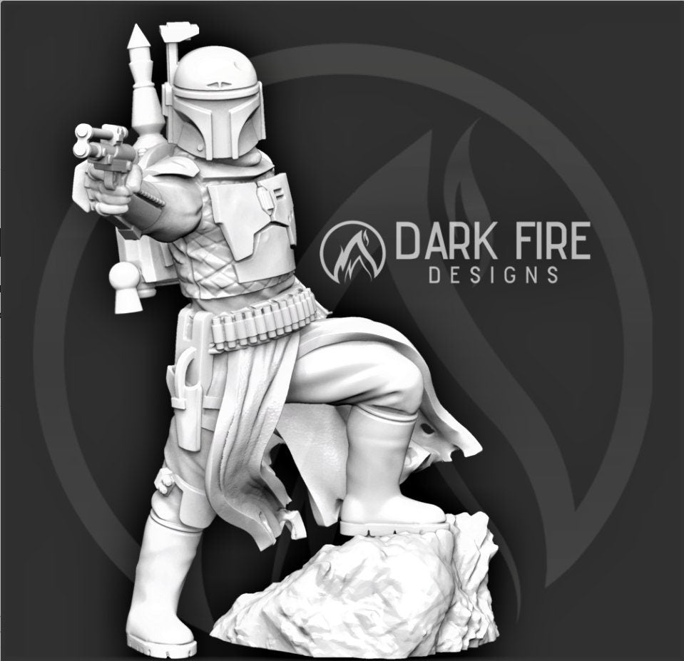 Bounty Hunting Hermit Mando Miniature - SW Legion Compatible (38-40mm tall) Multi-Piece Resin 3D Print - Dark Fire Designs - Gootzy Gaming