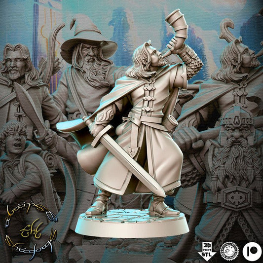Brave Bard Knight - Single Roleplaying Miniature for D&D or Pathfinder - 32mm Scale Resin 3D Print - RN EStudios - Gootzy Gaming