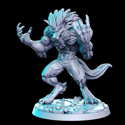 Brutal Werewolf - Single Roleplaying Miniature for D&D or Pathfinder - 32mm Scale Resin 3D Print - RN EStudios - Gootzy Gaming