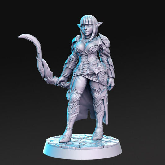 Busty Female Elvish Archer - Single Roleplaying Miniature for D&D or Pathfinder - 32mm Scale Resin 3D Print - RN EStudios - Gootzy Gaming