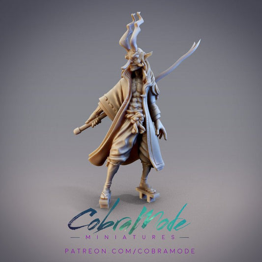 Buzenbo, Daitengu Swordsman - Single Roleplaying Miniature for D&D or Pathfinder - 32mm Scale Resin 3D Print - Cobramode - Gootzy Gaming