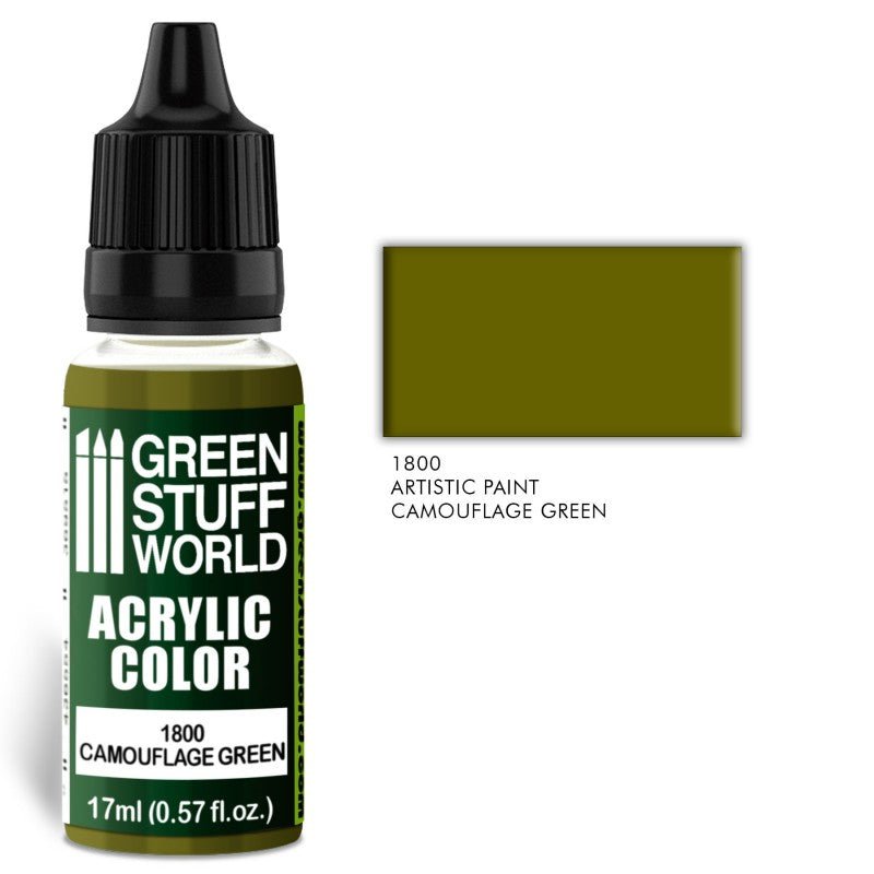 Camouflage Green - Matte Acrylic Paint - Green Stuff World - 17 mL Dropper Bottle - Gootzy Gaming