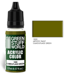 Camouflage Green - Matte Acrylic Paint - Green Stuff World - 17 mL Dropper Bottle - Gootzy Gaming