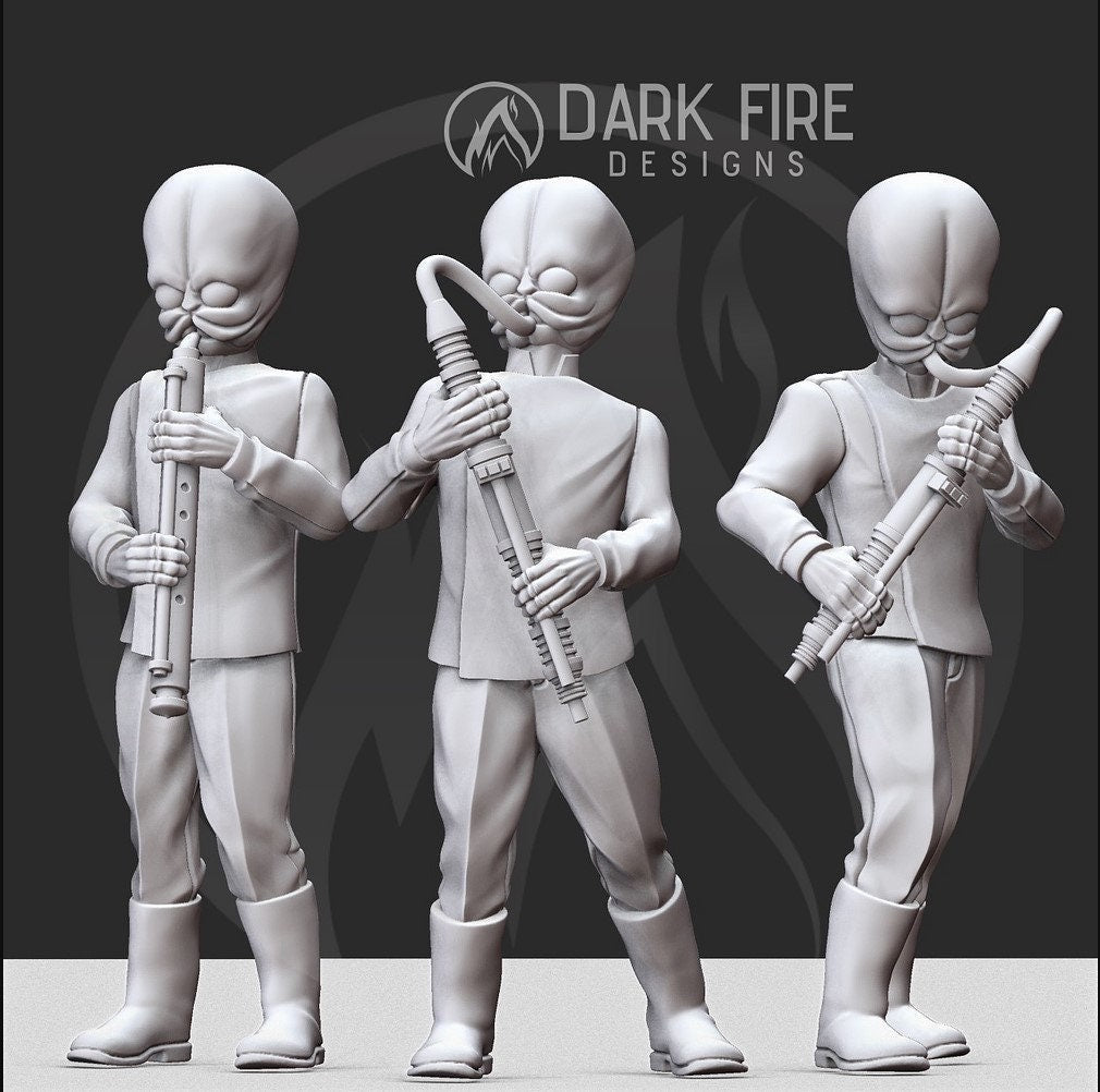 Cantina Wind Instrument Players - 3 Mini Bundle - SW Legion Compatible (38 - 40mm tall) Resin 3D Print - Dark Fire Designs - Gootzy Gaming