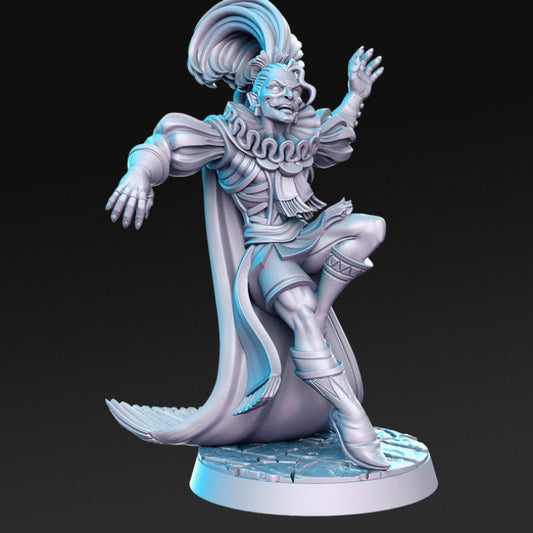 Chaotic Jester - Single Roleplaying Miniature for D&D or Pathfinder - 32mm Scale Resin 3D Print - RN EStudios - Gootzy Gaming