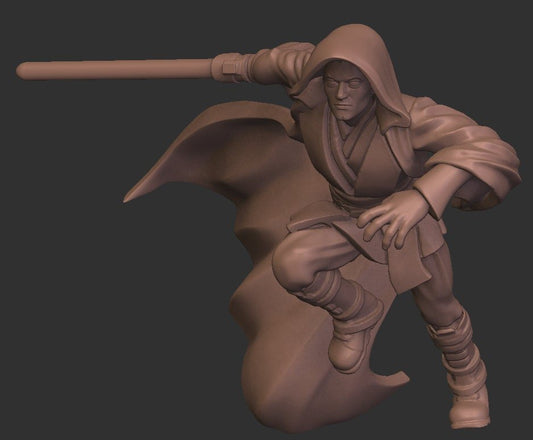 Charging Wizard Knight Miniature - SW Legion Compatible (38 - 40mm tall) Resin 3D Print - Dark Fire Designs - Gootzy Gaming