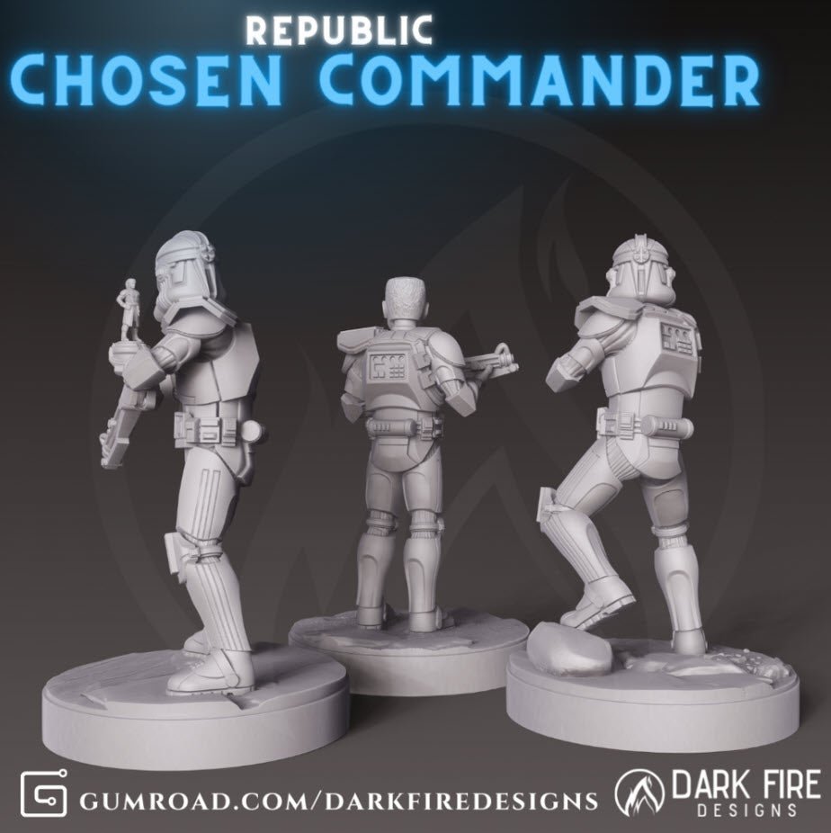 Chosen Clone Commander AP - SW Legion Compatible (38 - 40mm tall) Resin 3D Print - Dark Fire Designs - Gootzy Gaming