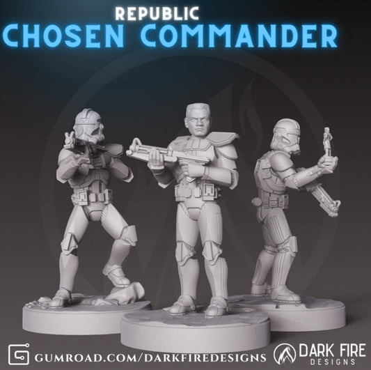 Chosen Clone Commander AP - SW Legion Compatible (38-40mm tall) Resin 3D Print - Dark Fire Designs - Gootzy Gaming