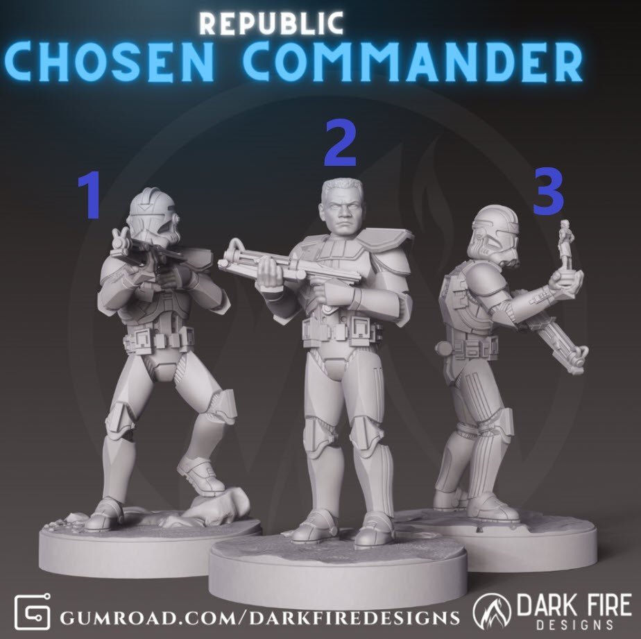 Chosen Clone Commander AP - SW Legion Compatible (38 - 40mm tall) Resin 3D Print - Dark Fire Designs - Gootzy Gaming