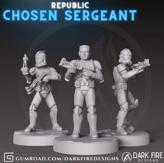 Chosen Clone Sergeant P1 AP - SW Legion Compatible (38-40mm tall) Resin 3D Print - Dark Fire Designs - Gootzy Gaming