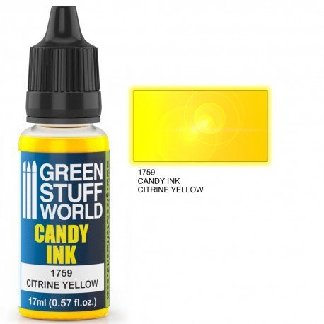 Citrine Yellow Candy Ink - Semi - Transparent Gloss Acrylic Ink - Green Stuff World - 17 mL Dropper Bottle - Gootzy Gaming