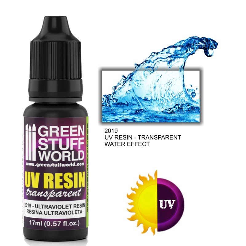 Clear Resin for Water or Other Effects - UV Curing Transparent Resin - Green Stuff World - 17 mL Dropper Bottle - Gootzy Gaming