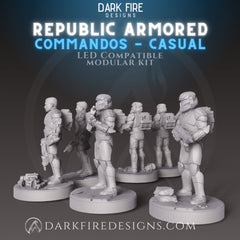 Clone Commando Casual Squad - SW Legion Compatible (38 - 40mm tall) Multi - Piece High Quality 8k Resin 3D Print - Dark Fire Designs - Gootzy Gaming
