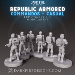 Clone Commando Casual Squad - SW Legion Compatible (38 - 40mm tall) Multi - Piece High Quality 8k Resin 3D Print - Dark Fire Designs - Gootzy Gaming