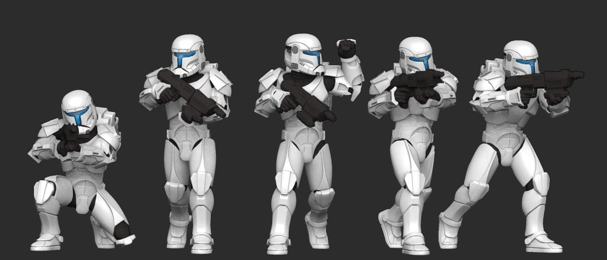 Clone Commando Squad - 5 Mini Bundle - SW Legion Compatible (38 - 40mm tall) Multi - Piece Resin 3D Print - Dark Fire Designs - Gootzy Gaming