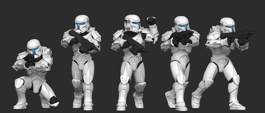 Clone Commando Squad - 5 Mini Bundle - SW Legion Compatible (38 - 40mm tall) Multi - Piece Resin 3D Print - Dark Fire Designs - Gootzy Gaming