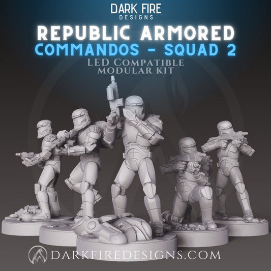 Clone Commando Squad Set 2 - SW Legion Compatible (38 - 40mm tall) Multi - Piece High Quality 8k Resin 3D Print - Dark Fire Designs - Gootzy Gaming