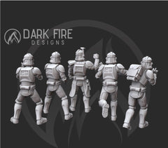 Clone Regulars Squad V2 - 5 miniature bundle - SW Legion Compatible (38-40mm tall) Multi-Piece Resin 3D Print - Dark Fire Designs - Gootzy Gaming