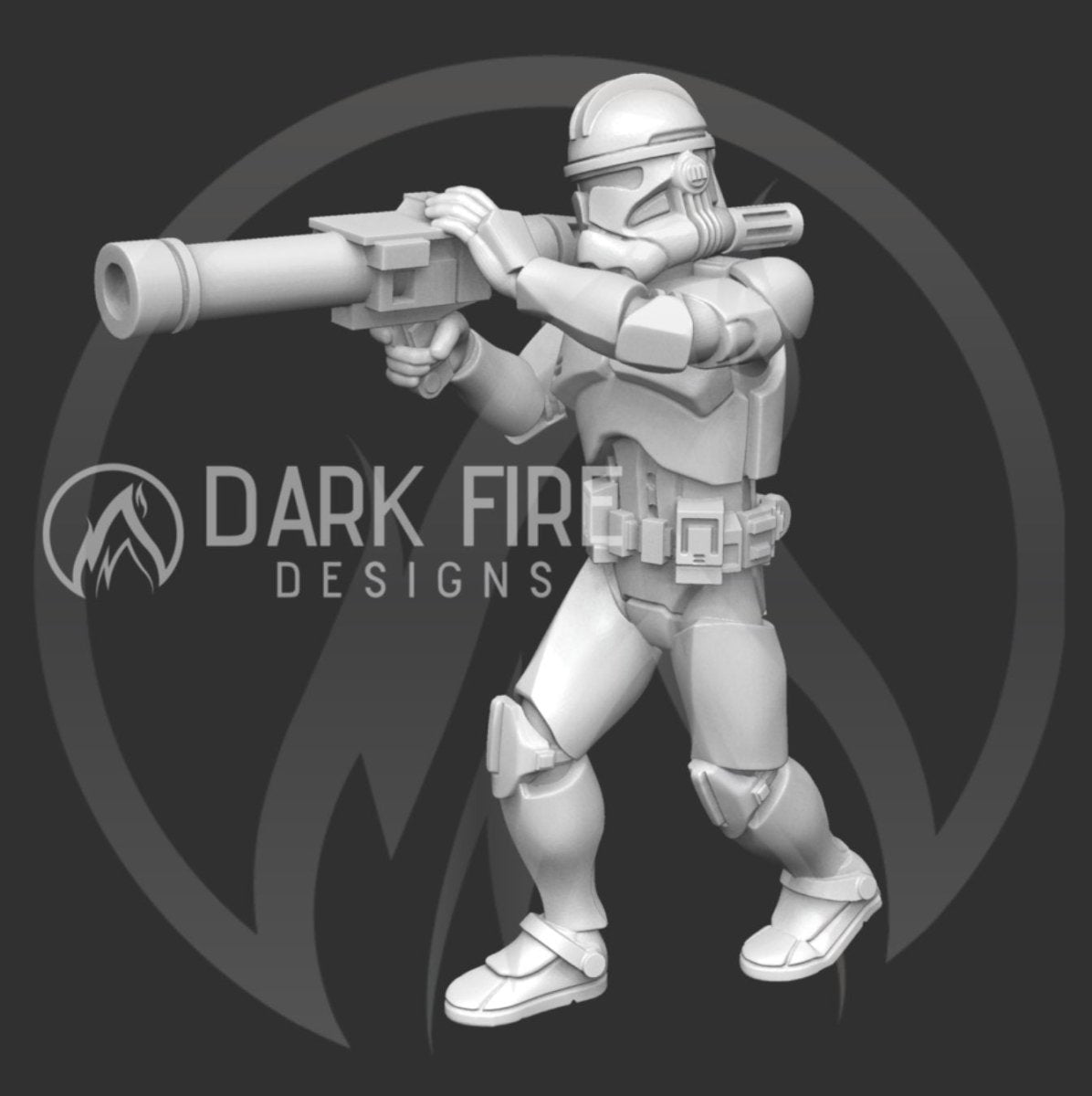 Clone Rocket Launcher Trooper Miniature - SW Legion Compatible (38 - 40mm tall) Multi - Piece Resin 3D Print - Dark Fire Designs - Gootzy Gaming
