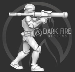 Clone Rocket Launcher Trooper Miniature - SW Legion Compatible (38 - 40mm tall) Multi - Piece Resin 3D Print - Dark Fire Designs - Gootzy Gaming