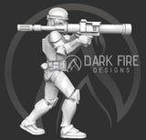 Clone Rocket Launcher Trooper Miniature - SW Legion Compatible (38-40mm tall) Multi-Piece Resin 3D Print - Dark Fire Designs - Gootzy Gaming