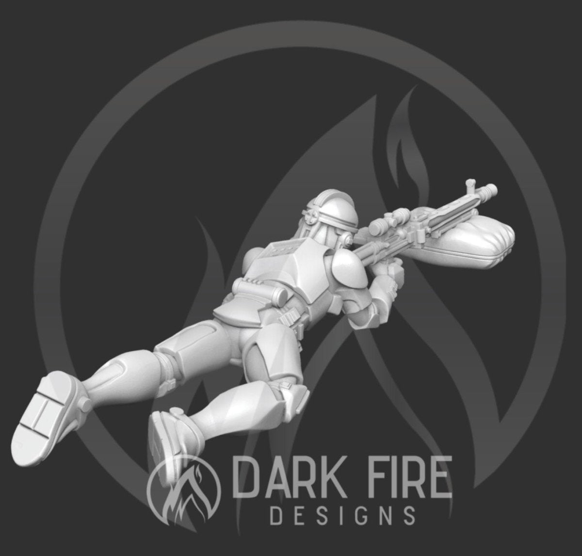Clone Sniper Trooper Miniature - SW Legion Compatible (38 - 40mm tall) Multi - Piece Resin 3D Print - Dark Fire Designs - Gootzy Gaming