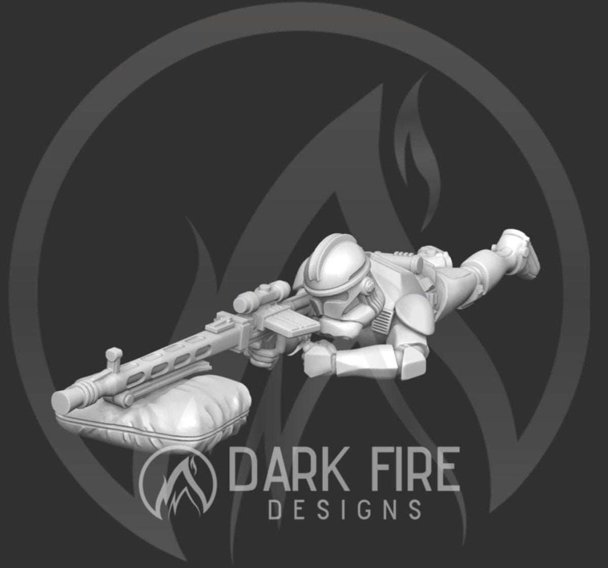 Clone Sniper Trooper Miniature - SW Legion Compatible (38 - 40mm tall) Multi - Piece Resin 3D Print - Dark Fire Designs - Gootzy Gaming
