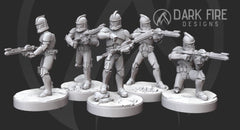 Clone Trooper DC Rifle Squad - 5 Mini Bundle - SW Legion Compatible (38 - 40mm tall) Multi - Piece Resin 3D Print - Dark Fire Designs - Gootzy Gaming