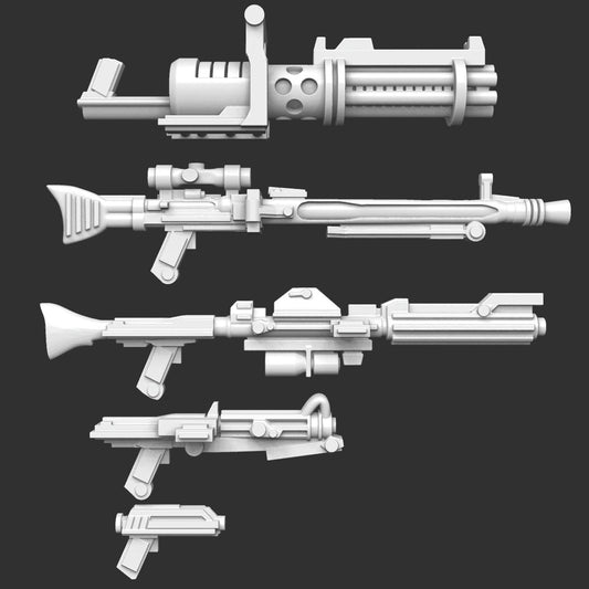 Clone Trooper Guns - 5 bits pack - SW Legion Compatible Resin 3D Print - Dark Fire Designs - Gootzy Gaming