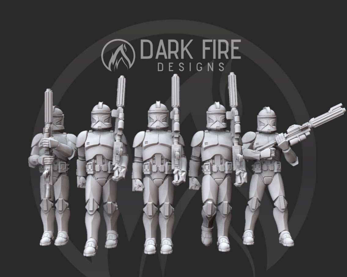 Clone Trooper Rank Formation Miniature - SW Legion Compatible (38 - 40mm tall) Resin 3D Print - Dark Fire Designs - Gootzy Gaming