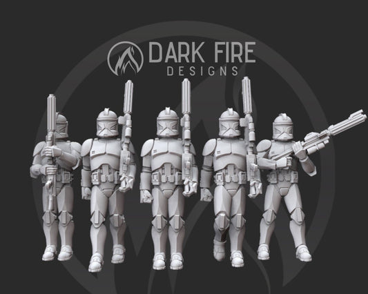 Clone Trooper Rank Formation Miniature - SW Legion Compatible (38 - 40mm tall) Resin 3D Print - Dark Fire Designs - Gootzy Gaming