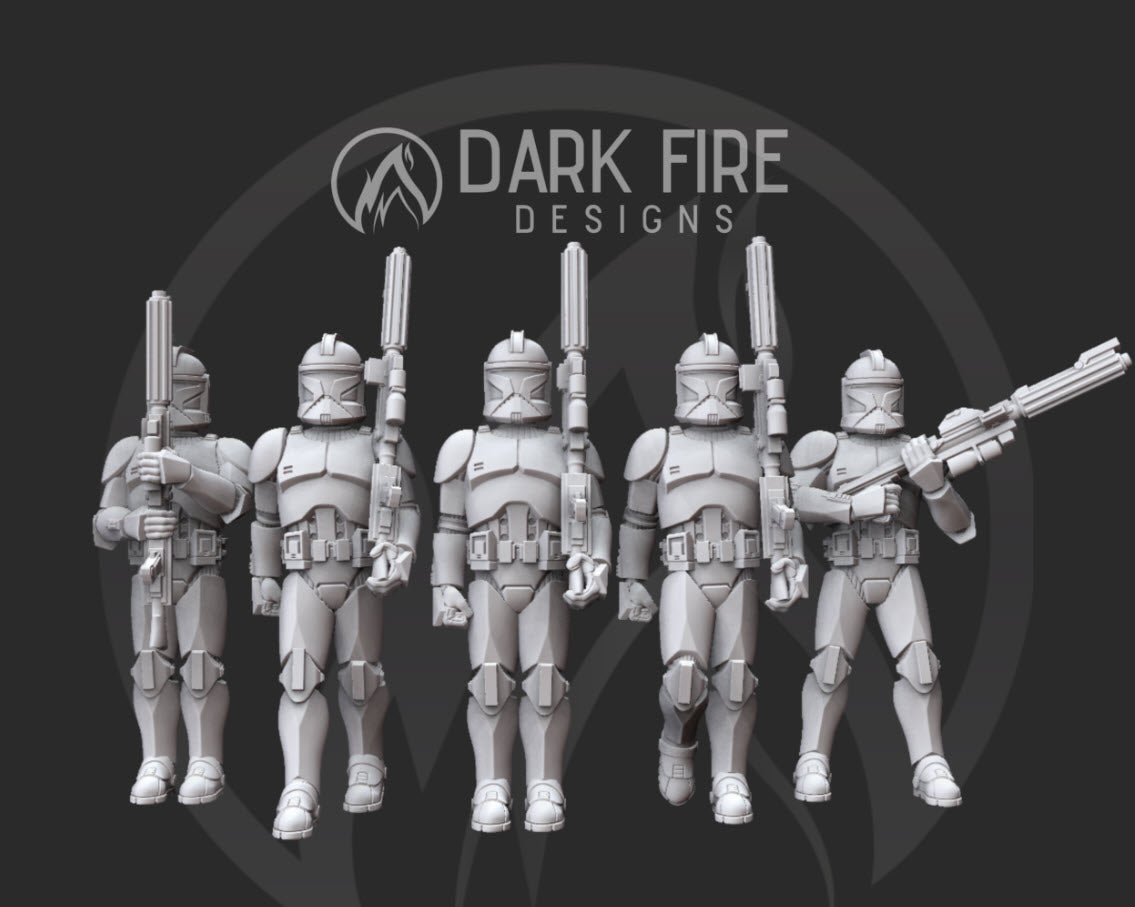Clone Trooper Rank Formation Miniature - SW Legion Compatible (38-40mm tall) Resin 3D Print - Dark Fire Designs - Gootzy Gaming
