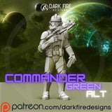 Commander Green Clone Trooper Miniature - SW Legion Compatible (38-40mm tall) Multi-Piece Resin 3D Print - Dark Fire Designs - Gootzy Gaming
