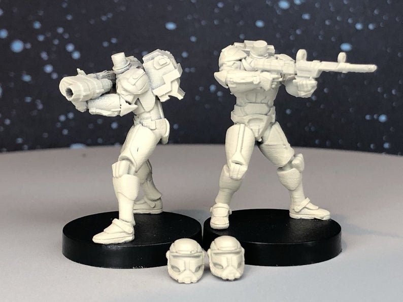 Commando Heavy Troopers - Single or Bundle - SW Legion Compatible (38-40mm tall) Multi-Piece Resin 3D Print - Dark Fire Designs - Gootzy Gaming