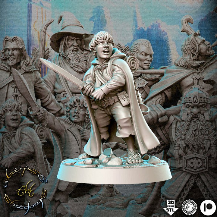 Companion Hobbit - Single Roleplaying Miniature for D&D or Pathfinder - 32mm Scale Resin 3D Print - RN EStudios - Gootzy Gaming