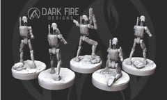 Confederate Basic 1 Droids V2 - 5 miniature bundle - SW Legion Compatible (38 - 40mm tall) Multi - Piece Resin 3D Print - Dark Fire Designs - Gootzy Gaming