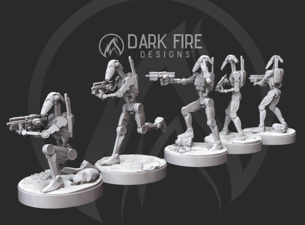 Confederate Droid B1 Spec Ops Squad - 5 Miniature Bundle - SW Legion Compatible (38 - 40mm tall) Resin 3D Print - Dark Fire Designs - Gootzy Gaming