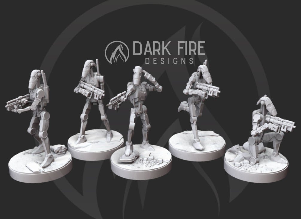 Confederate Droid B1 Spec Ops Squad - 5 Miniature Bundle - SW Legion Compatible (38 - 40mm tall) Resin 3D Print - Dark Fire Designs - Gootzy Gaming